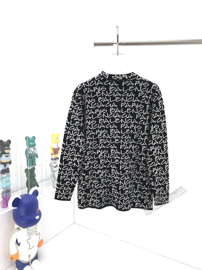Balenciaga男裝 巴黎世家2020秋冬官網新款提花彈幕圓領毛衣  ydi3524